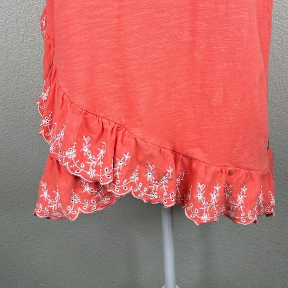 Matilda Jane Women's Coral Eyelet Boho Embroidered Ruffle Short Sleeve Top Sz M - Picture 3 of 7